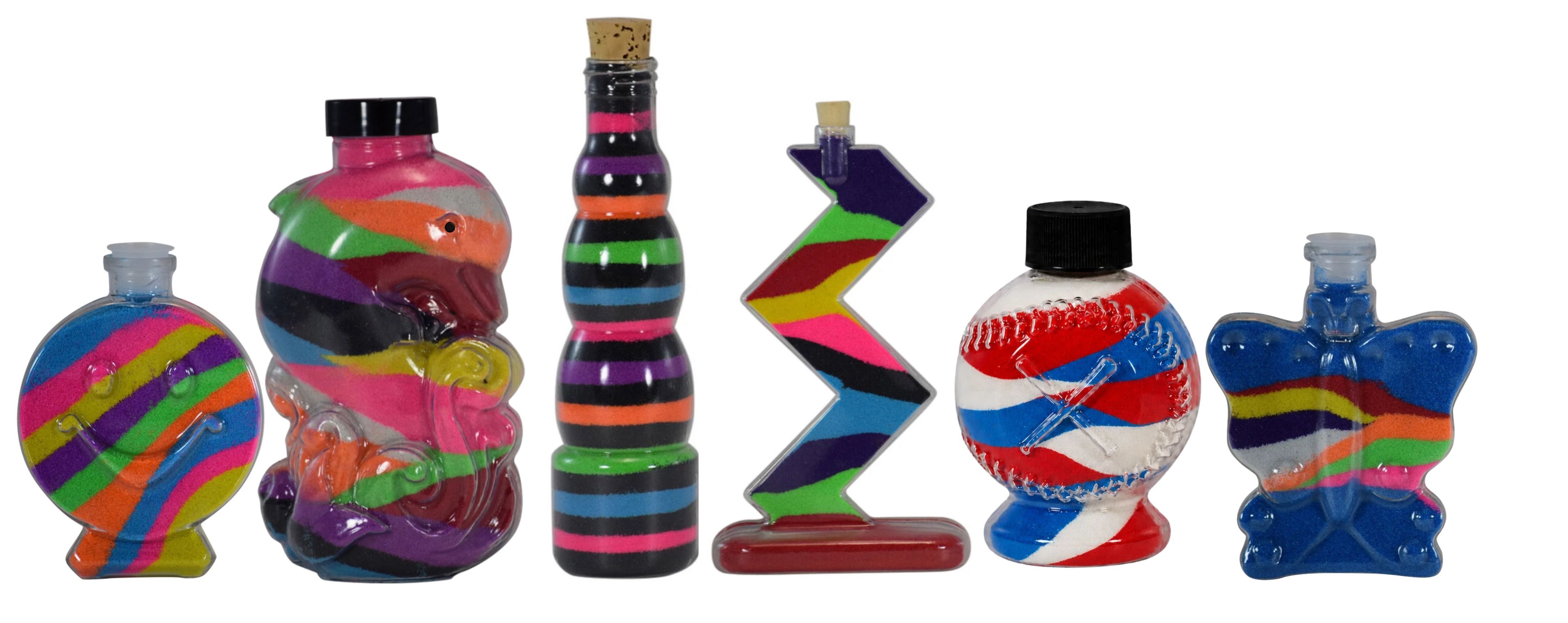 Colorful sand art bottle shapes for resort kids clubs
